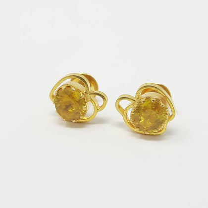 BIRTH STONE EAR RING(yellow sapphire) - MyChungath Chungath Jewellery