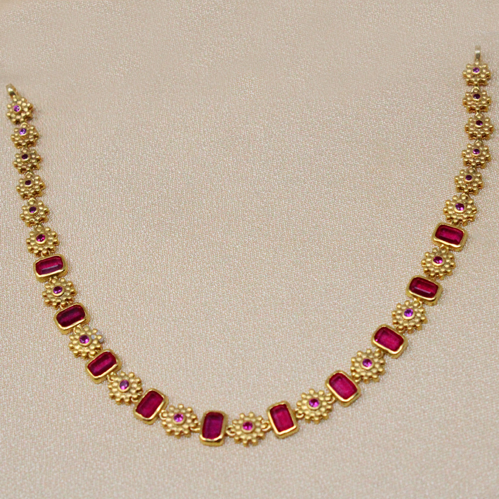 Red Stone Flower Necklace