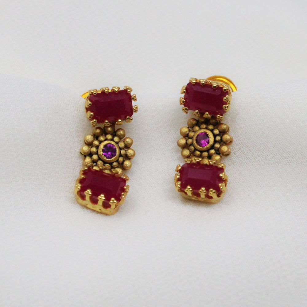 Red Stoned Earring