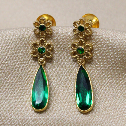 Green Stone Flower Earring