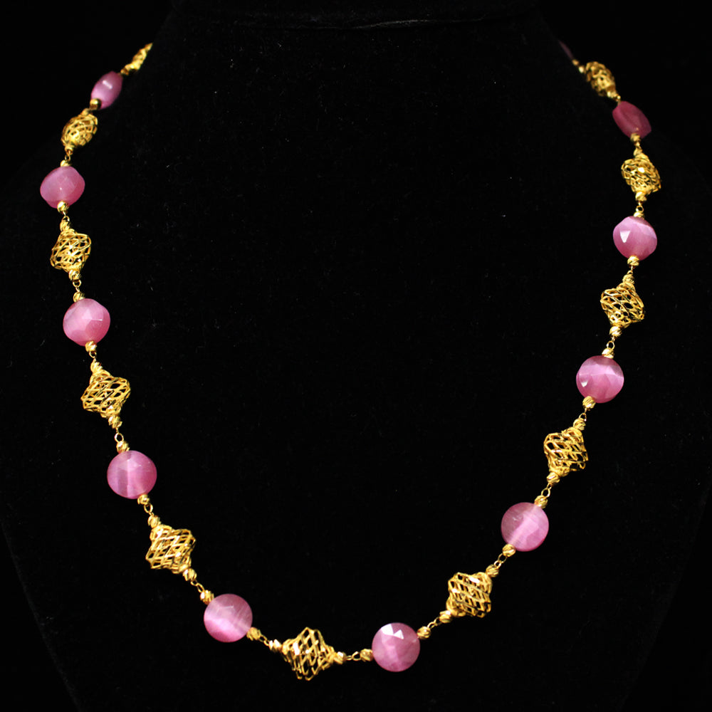 Ruby Coloured Stone Necklace