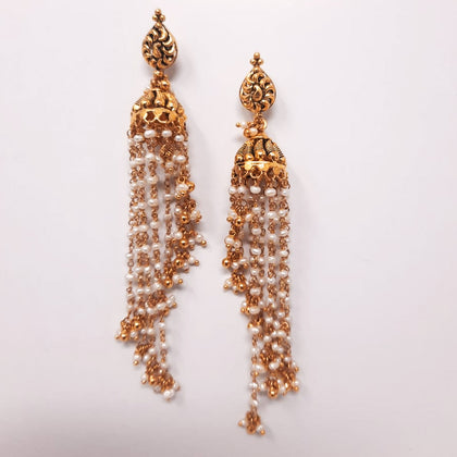 Handmade Pearl Hanging  Jhumka