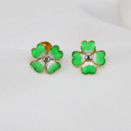 Green Flower Kids Earring