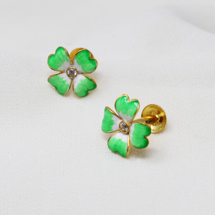 Green Flower Kids Earring