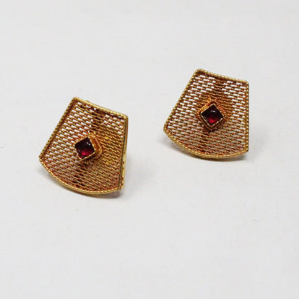 Net Type Earrings With Ruby Stone