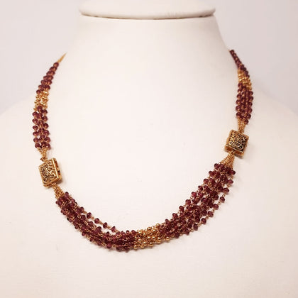 Micro Ruby Beads & Pearls Necklace