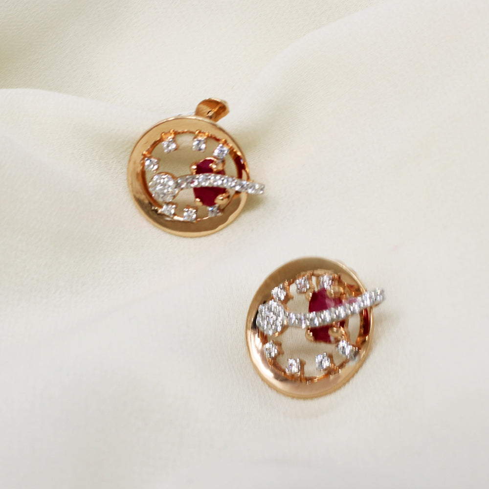 Red Stone Circle Earring
