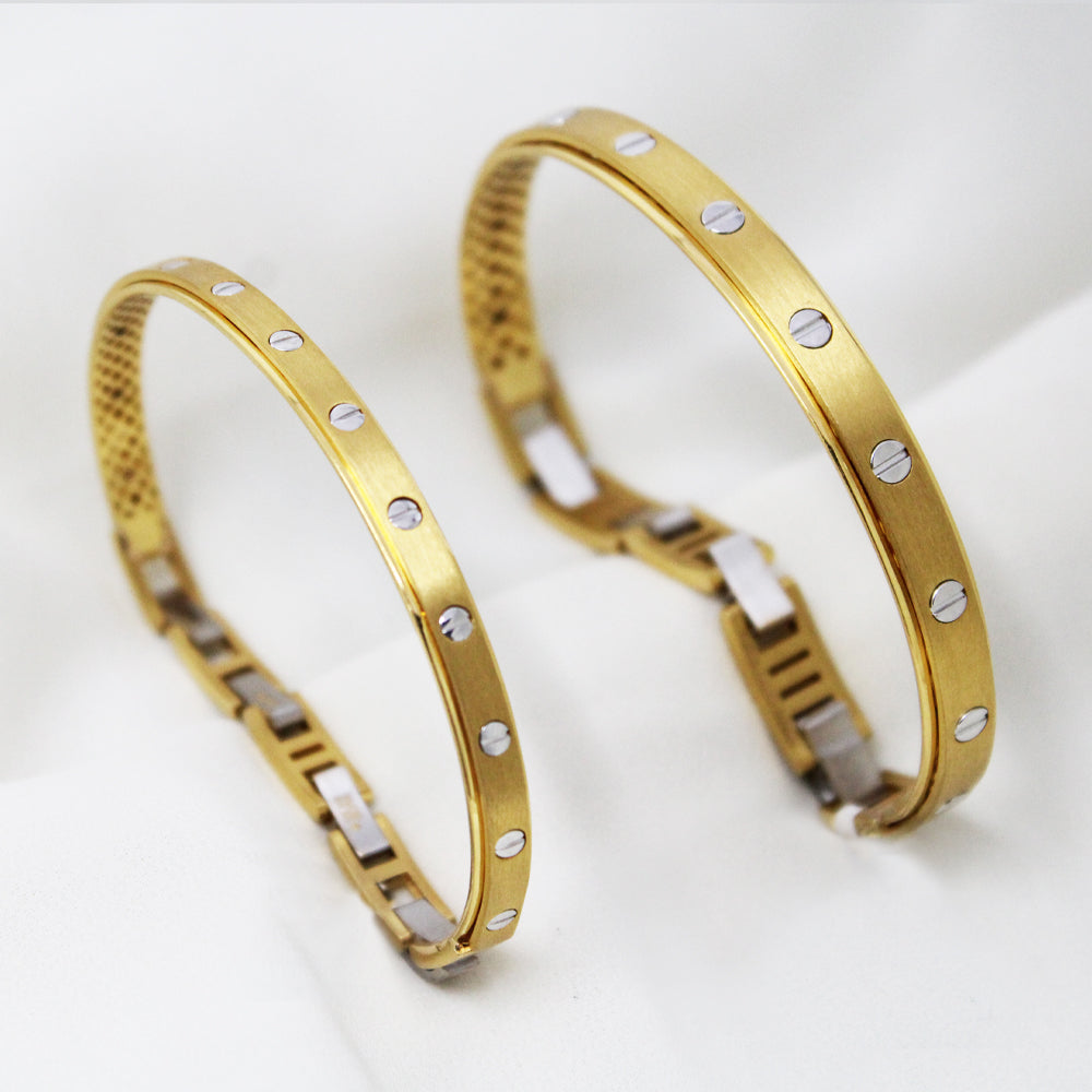 Classy Open Gold Couple Cuff Bracelets